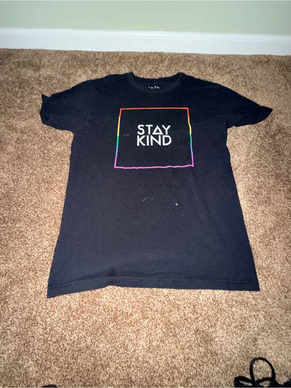 Stay Kind Rainbow Accent Black Tee